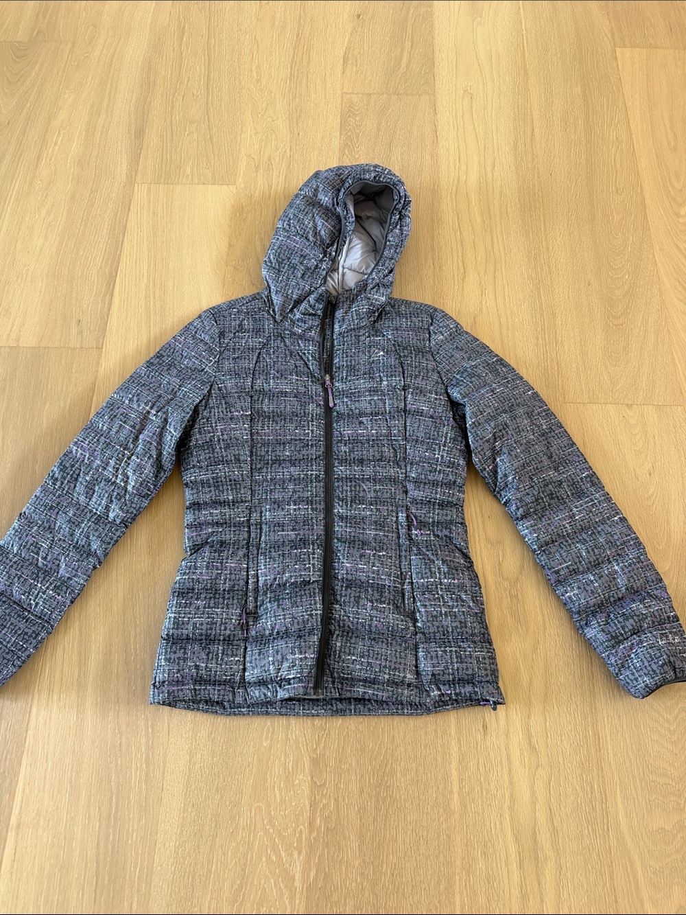 Paradox Women's Hooded Quilted Puffer Jacket - Charcoal Multi